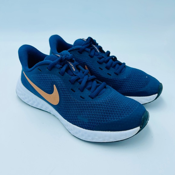 Nike Blue Youth Kids Revolution Sneakers Athletic Shoes - Picture 1 of 9